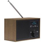 Denver DAB-46 DAB/DAB+ Digital & FM Portable Radio with Dual Alarm Clock – Mains & Battery, Snooze & Sleep, Real Wood Effect Finish