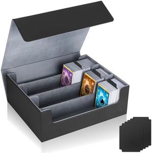 LALATOK Caja de Barajas para Cartas,Magnetic Caja Cartas 29x24,5x10,5 cm,Caja de Cartas Coleccionables para 1800+ Cartas,Flip Caja Incluye 5 Card Dividers, Magic Deck Box Compatible con MTG TCG(Negro)
