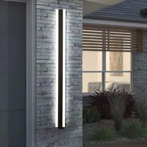 Outdoor Wall Light LED Long Wall Sconce IP67 Waterproof Black Modern Outside Lights Metal Exterior Light Porch Light Patio Yard Garden Villa Living Room Balcony Garage Wall Lamp (60CM,White Light)