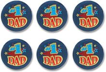 Beistle No.1 Dad Satin Buttons, 2-Inch, 6-Pack