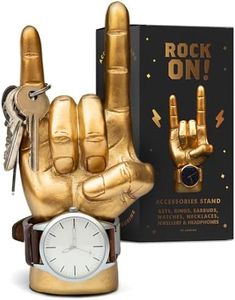 Luckies of London | Rock On Mini Headphone & Jewellery Stand | Novelty Headphone Stand | Desk Tidy for Watches & Jewellery | Gold Ornaments for Room Decor | Decorative Home Accessories