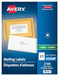 AVERY Address Mailing Labels for Copiers, 2-13/16" x 1-1/2", White, Rectangle, 2100 Labels, Permanent (45008) Made in Canada