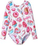 HOZIY Leotards for Girls Gymnastics Long Sleeve Pink Candy Lollipop Size 9-10 Years Old