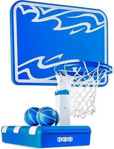Play22 Swimming Pool Basketball Hoop - 4 Adjustable Height - Revolutionary Base and Storage System, Large Backboard 33"x 54", Pool Toys Basketball Game, Includes 2 Balls and Pump