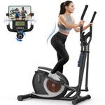 Elliptical Cross Trainer For Home Gym,16 Level Resistance Magnetic Elliptical Machine, Ultra-Quiet Compact Cross Trainer with LCD Display, Device Holder, Pulse Sensors, 120KG Load Capacity, Black