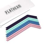 Large Thick Smoothie Reusable Silicone Drinking Straws w/Cleaning Brush - Extra Long Flexible - Tumbler Compatible and BPA Free (Set of 8)