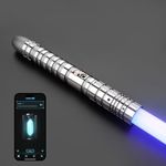 G4E Lightsaber with Bluetooth App, Smooth Swing and Premium 2-tone Aluminium Hilt. 16 Light Saber Sound Modes, Infinite RGB Colour Change and suitable for Heavy Dueling with other Sabers. (Grey)