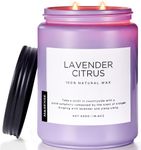 M&SENSE Lavender Citrus Candles, 19.4oz 110H Burn Time Soy Candles for Home Scented, Stress Relief Aromatherapy Candle Gifts for Mom Friends Teacher, Large Jar Candle for Spa, Bath, Yoga