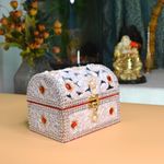 Shri Shri Handicraft Beads Work Jewellery Box (White) Jewelry Boxes Wooden with Lock Handmade shringar Married Marriage Women Wedding Dulhan Girl Gift Items small vanity box gift wedding gifts