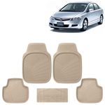 KINGSWAY Accessories Premium 5 Pcs PVC Car Floor Mat Compatible with Honda Civic Year 2006 to 2015, Waterproof, Anti Slip, All Weather Protection, Easy to Clean Car Foot Mats, Beige 5G
