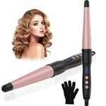 Curling Wand for Long Hair,32mm(1 1/4 Inch) Wand Curling Iron,14 Temperature Settings Hair Curlers with Digital LCD,110-240V Double Voltage Tapered Hair Wand,Hair Curling Wand for All Hair Types