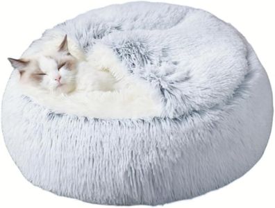 Cat Cave Bed Plush Calming for Indoor Cats Puppy, Cat Bed with Cover Cave and Thick Faux Fur, Reinforced Base for Small Pets, Machine Washable Pet Cozy Bed Cave with Non-Slip Bottom (25.6X 25.6inch)
