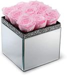 SOHO FLORAL ARTS | Large Mirrored Vase Pave Accent | Genuine Roses that Last for Years | Forever Roses in a Box (9ct. Pink) | Mothers Day Gifts