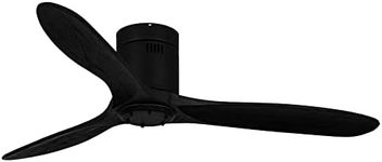 Neatfi (New Model) 52 Inches Nordic Low Profile Ceiling Fan with 3 Reversible Solid Wood Blades, 6-Speed Setting Remote Controlled, Quiet DC Motor, Flush Mount Fan for Indoor use (Black)