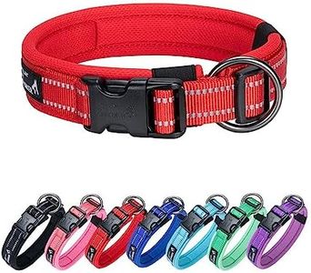 EXCELLENT ELITE SPANKER Reflective Nylon Dog Collar with Breathable Soft Padded Adjustable Thick Pet Collars for Small Medium Large Dogs Walking Training(Red-M)