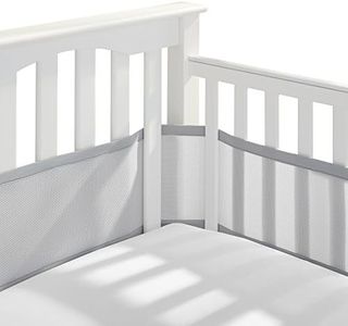 BreathableBaby Breathable Mesh Liner for Full-Size Cribs, Classic 3mm Mesh, Gray (Size 4FS Covers 3 or 4 Sides)