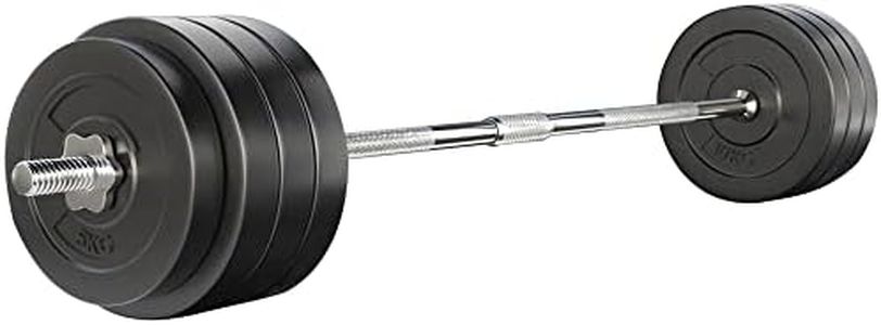 Everfit 78kg Barbell Set, Weight Plates Barbells Bar Strength Training Exercise Fitness Equipment for Home Gym, with Standard Ring Stable Stand 2 Spring Lock Black