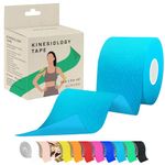 Kinesiology Tape 5m Roll [2024 Edition] - Sports and Medical Tape for Joint and Muscle Support, Multipurpose KT Tape, Body Tape, Boob Tape, Physio Tape, Sports Tape, Trans Tape, Athletic - Light Blue