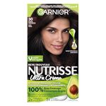 GARNIER Nutrisse Cream, Permanent Hair Colour, 30 Intense Dark Brown, 100% Grey Coverage, Nourished Hair Enriched With Avocado Oil, 1 Application