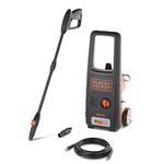 BLACK+DECKER BXPW1500E Pressure Washer, 120 Bar PSI, Rotary Nozzle, 0.4 L Foam Nozzle, Jet Nozzle, Extension Lance, 6 m Hose, 1500 W, Black & Orange