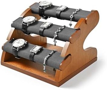 Woodten 3 Tiers Solid Wood Jewelry Bracelet Watch Organizer Stand Display Detachable Watch Display Stand Jewelry Tree for Wristwatch Bracelet Organization(Grey)
