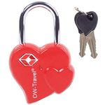 TSA Approved Luggage Locks Padlocks (1 Pack) OW-Travel Heart Shaped Valentine Suitcase Locks with Keys. Zinc Alloy Suitcase Padlocks with Key Lock for Luggage, Bag, Case, Backpack, Gym Locker (Red)