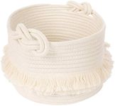 TIMEYARD Small Woven Storage Baskets Cotton Rope Decorative Hamper for Diaper, Blankets, Magazine and Keys, Cute Tassel Nursery Decor - Home Storage Container – 9.5'' x 7''