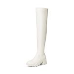 DREAM PAIRS Women's Thigh High Boots, Platform Over The Knee High Chunky Heel Fashion Boots for Women, White-pu, 11