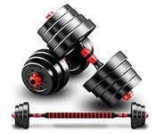 30KG Atomsport Adjustable Weights Dumbbells Set,Fitness Home Gym for Men and Women,2 in 1 Strength Training Barbell Set Equipment