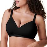 BRAVADO! DESIGNS Sustainable Maternity & Nursing Bra for Breastfeeding Plunge Wireless Seamless V-Neckline Bra Black L