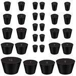 smseace 30-Pack(13 Assorted Sizes) Black 000#-10# Solid Rubber Stoppers