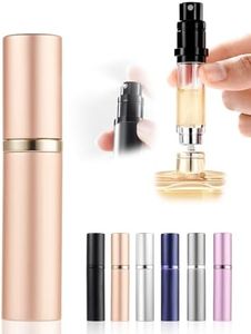 SUBORAWOS Perfume Atomizer Refillable – 5ml Portable Leakproof Travel Spray Bottle, Mini Bottom-Filling Fragrance Atomiser, Pocket Size Perfume Dispenser, Unisex(Gold)