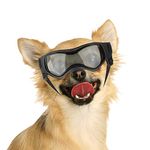 NAMSAN Dog Glasses for Small Dogs UV Protection Dog Sunglasses with Adjustable Elastic Band Windproof Dog Motorcycle Glasses Black