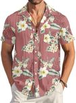 COOFANDY Men's Casual Button Down Shirts Short Sleeve Textured Linen Summer Beach Shirt with Pocket