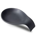 Nihow Ceramic Spoon Rest: 4 Inch Stable Utensil Rest - Heat Resistant Spoon Holder for Kitchen Counter/Countertop/Stove Top - Dishwasher Safe - Elegant Matte Black (1 PC)