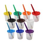 Generic 10 Pack No Spill Paint Cups with Lids, No Spill Paint Cups Set, Spill Proof Paint Cups with Brushes for Toddlers, Kids Art Craft Painting Class