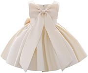 IDOPIP Flower Girl Bowknot Tutu Dress for Kids Baby Princess Wedding Bridesmaid Birthday Party Pageant Baptism Dresses 6M-10T, Champagne, 3-4 Years