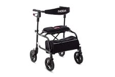 neXus 3 Rollator Walker with Seat, 4 Wheels, Indoor, Outdoor, 15lbs (Black, Super Low)