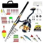 Telescopic Fishing Rod and Reel Combo, Carbon Fiber Fishing Pole with Fishing Line, Fishing Lure Kit, Fishing Spinning Reel, Fishing Carrier Bag (2.4M/7.89FT)