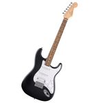 Squier by Fender Debut Collection HT HSS Stratocaster Electric Guitar, Laurel Fingerboard, White Pickguard, Black