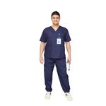Indicare Health Sciences Mens Scrub Suit V-Neck - Ideal for Doctors, Nurses, Dentists and Healthcare Professionals (Navy Blue, 3XL)