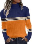 Zeagoo Womens Sweaters 2024 Turtleneck Cable Knit Long Sleeve Slim Fitted Basic Fall Tops