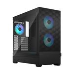 Fractal Design Pop Air RGB Black - Tempered Glass Clear Tint - Honeycomb Mesh Front – TG side panel - Three 120 mm Aspect 12 RGB fans included – ATX High Airflow Mid Tower PC Gaming Case