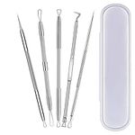 Blackhead Remover Tool,5 Pcs Pimple Popper Tool Kit Blackhead Extractor for Face Nose Comedone Zit Acne Whitehead Pores Blemish Fat Granules,Stainless Steel Facial Skin Care Kit