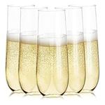 24 Plastic Champagne Flutes Disposable (Heavy Duty) | Clear Plastic Champagne Glasses for Parties | Clear Plastic Cups | Plastic Toasting Glasses | Mimosa Glasses | New Years Eve Party Supplies 2023