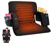 Double Heated Portable Reclining Bleachers Back Chair, Stadium Seats with Heated Back and Cushion, Outdoor Chair Cushion, Beach Chair , Stadium Chair with Back and Arm Support for Sport Events (Black)