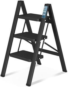 SPIEEK 3 Step Ladder, Folding Step Stool with Wide Anti-Slip Thickened Pedal, Foldable Ladder 330 Lbs Capacity, Kitchen Step Stool for Adults, Lightweight Folding Ladder, Black