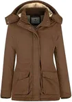WenVen Women's Winter Warm Jacket Sherpa Lined Parka Coat with Hood (Brown, XL)
