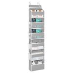 KEEGH Over The Door Hanging Organiser with 6 Large Compartments and 8 Side Pockets, Over Door Storage Mesh Windows Baby Clothes Organiser for Cosmetics, Baby Essentials and Toys Sundries