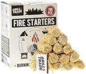 Grill Trade Fire Starter - Natural Fire Starters for Campfires, Fireplace, Grill, Chimney, Fire Pit, Woodstoves - Quick Start BBQ Charcoal Fire Starter - Sustainable & Eco-Friendly, Indoor & Outdoor